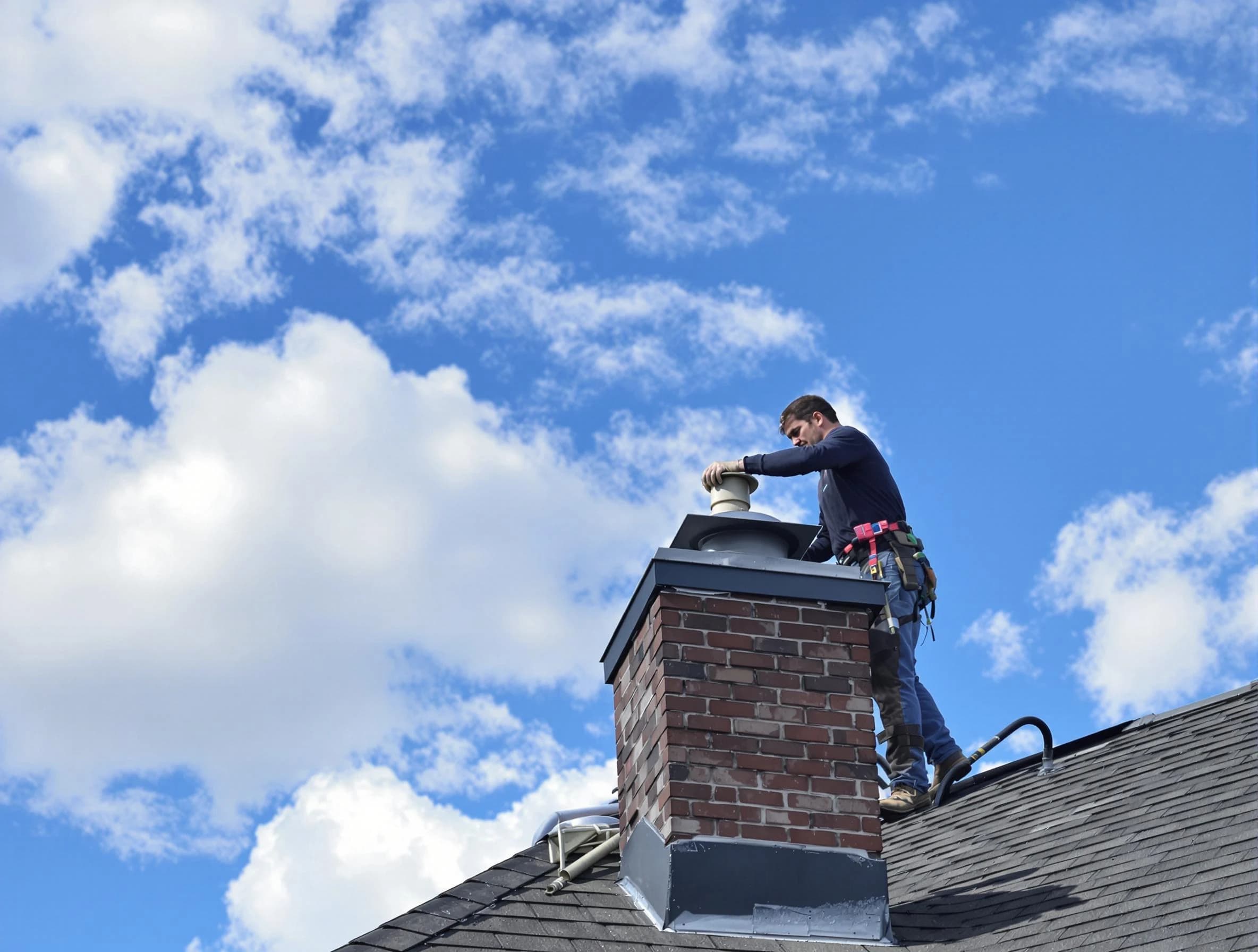 Babylon Chimney Sweep installing a sturdy chimney cap in Babylon, NY