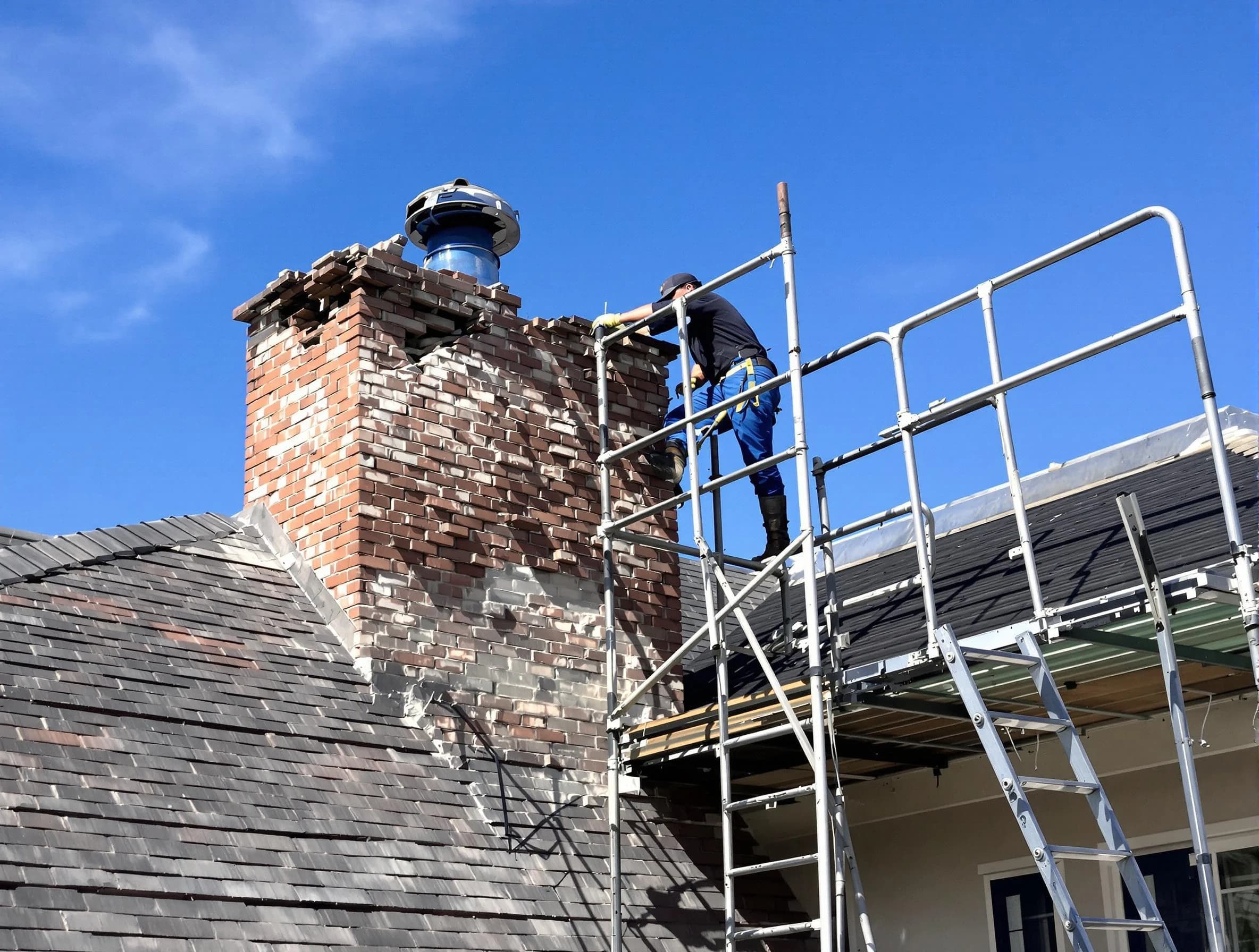 Rebuilding a chimney structure by Babylon Chimney Sweep in Babylon, NY