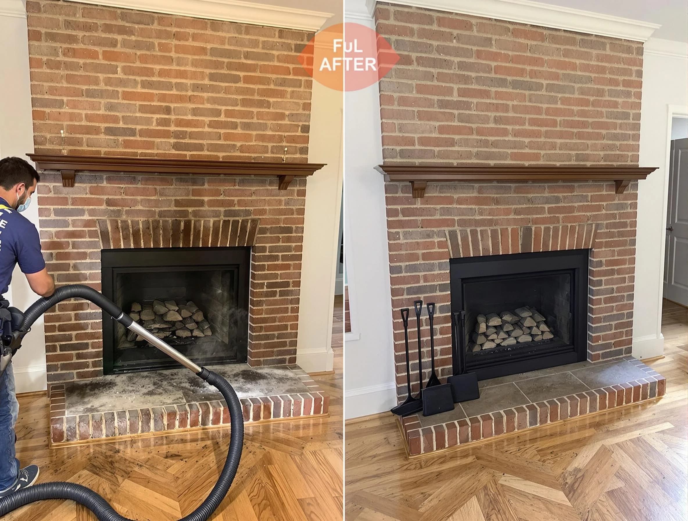 Babylon Chimney Sweep carefully sanitizing a fireplace in Babylon, NY