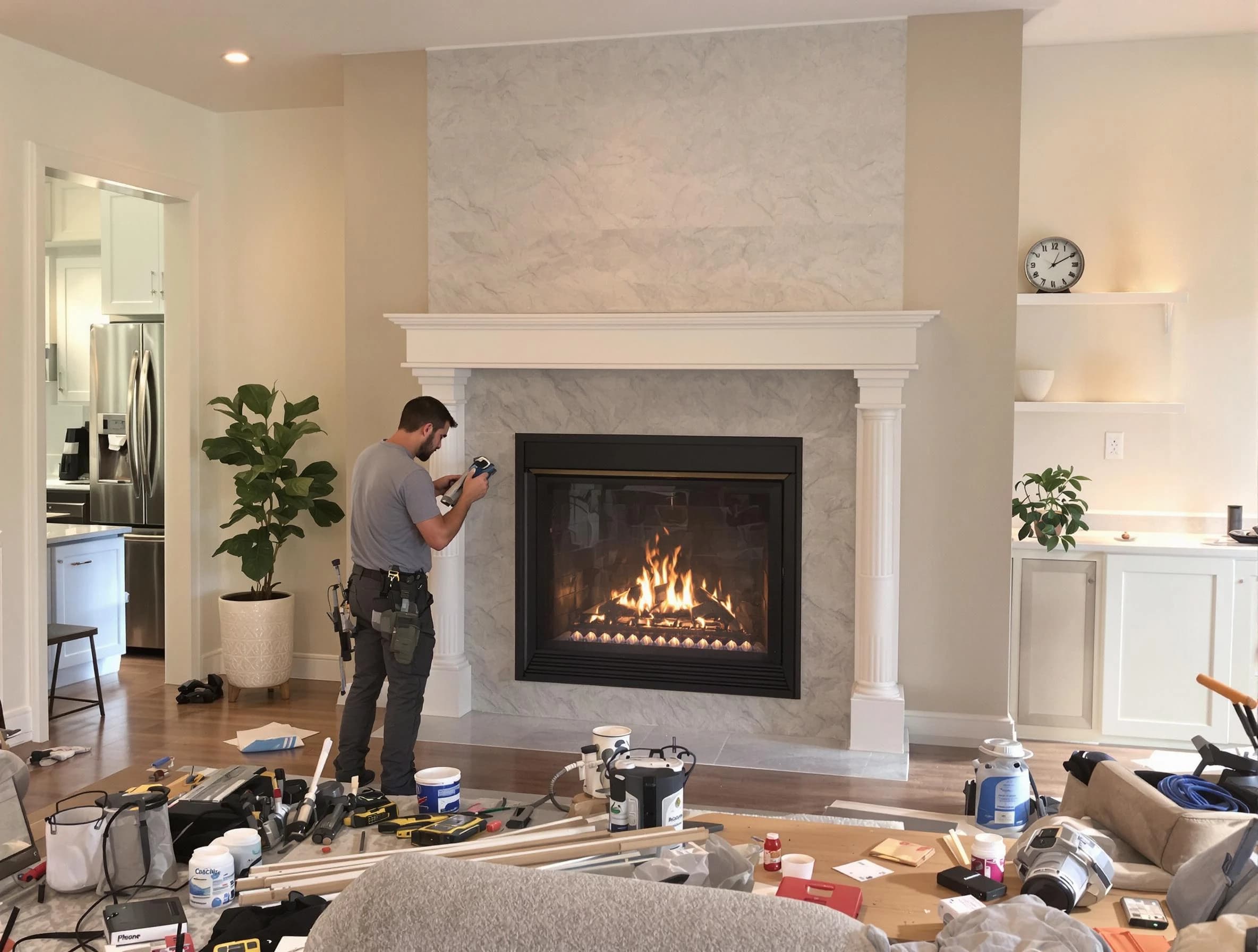 Newly installed fireplace by Babylon Chimney Sweep in Babylon, NY