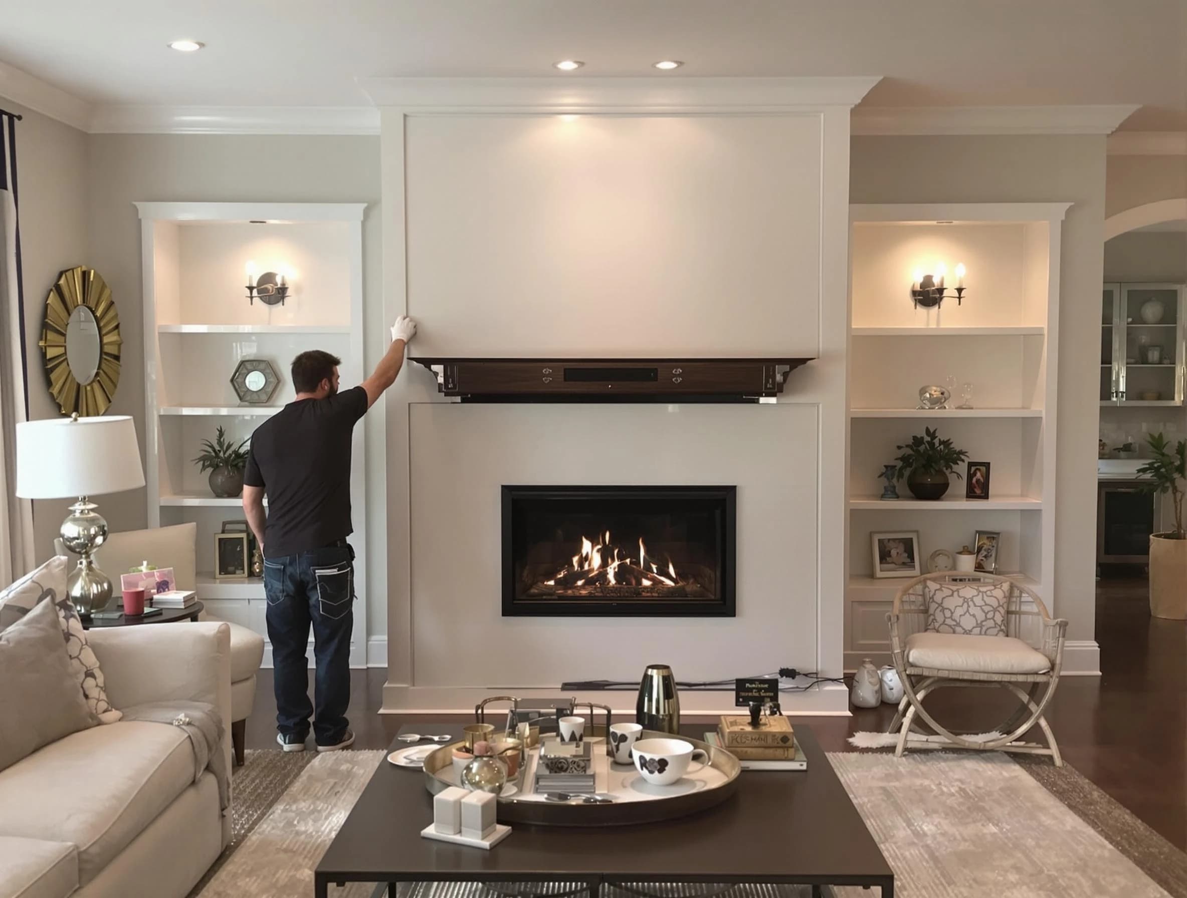 Babylon Chimney Sweep installing a new fireplace in Babylon, NY