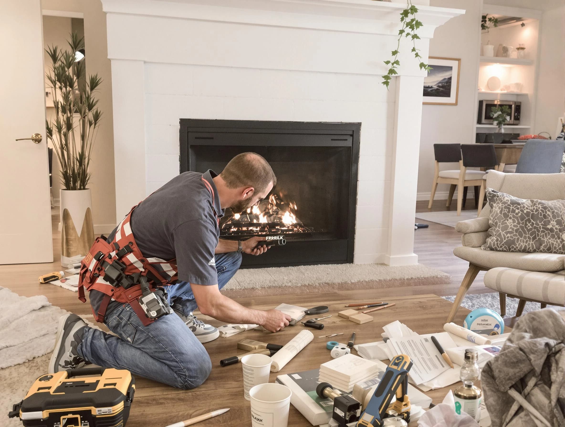 Babylon Chimney Sweep performing fireplace repair in Babylon, NY