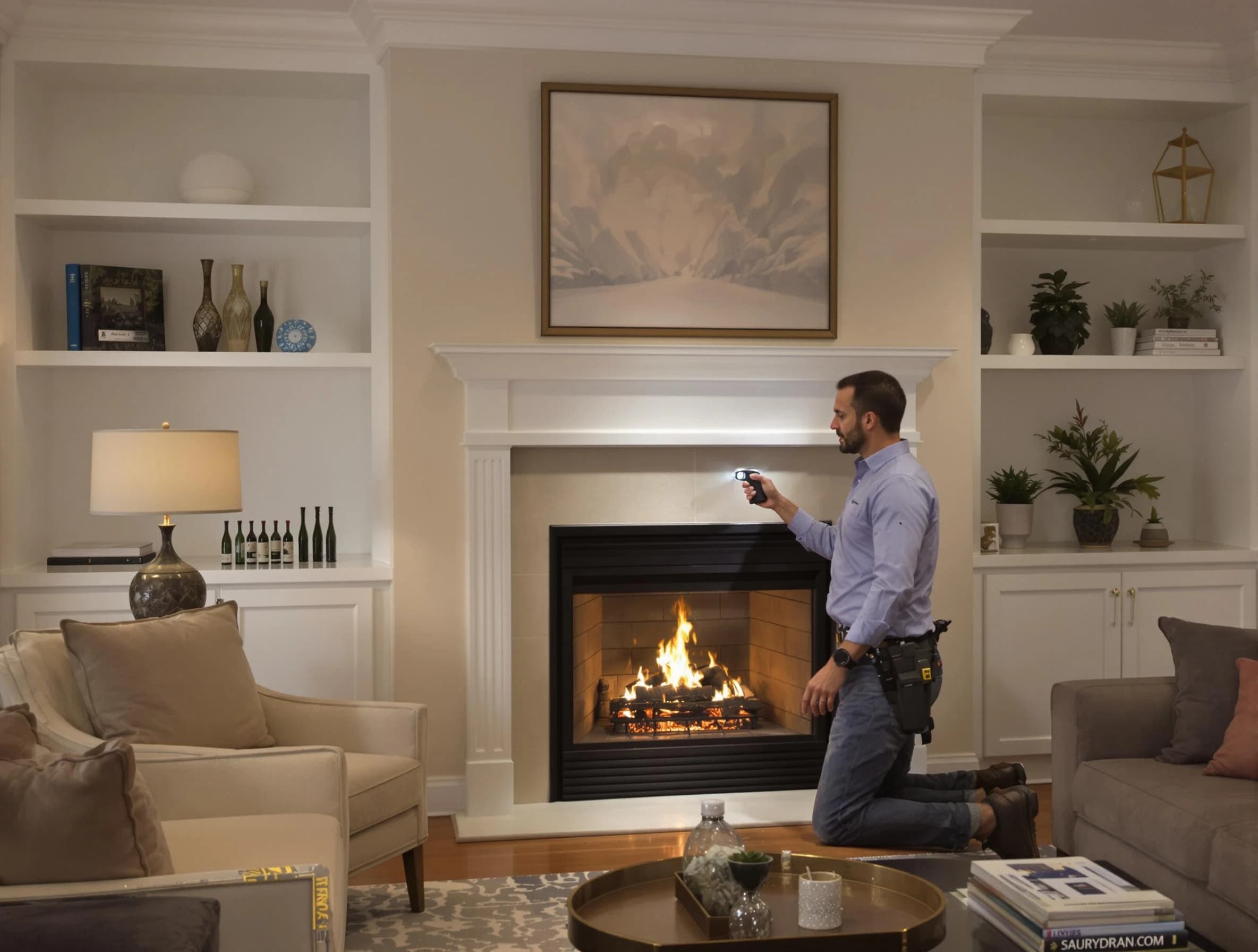 Babylon Chimney Sweep conducting a fireplace safety inspection in Babylon, NY