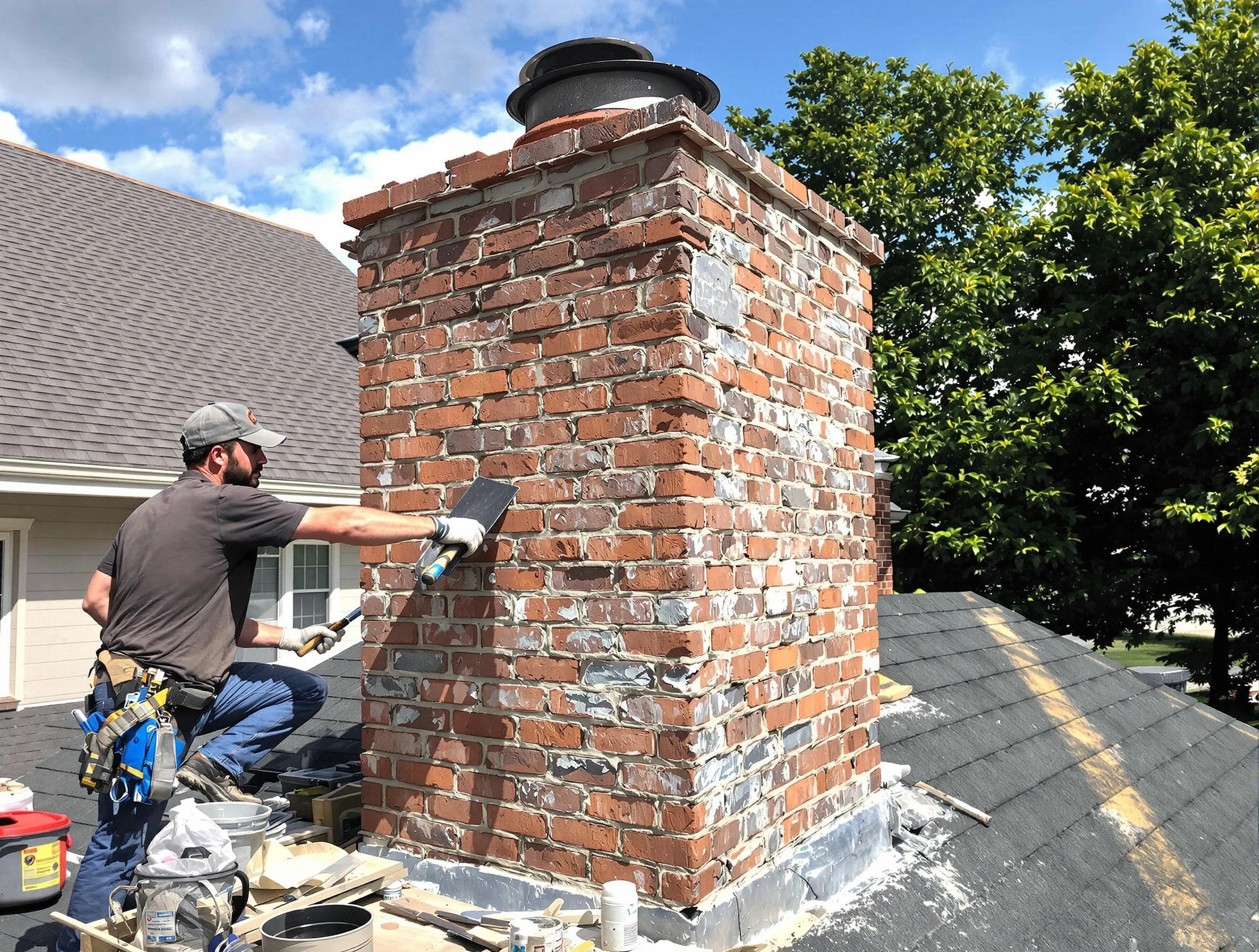 Completed chimney rebuild by Babylon Chimney Sweep in Babylon, NY
