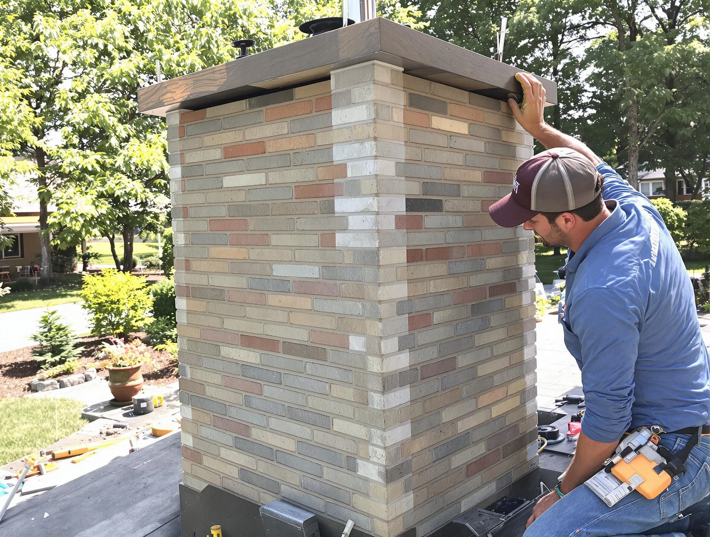 Babylon Chimney Sweep completing a modern chimney remodel in Babylon, NY