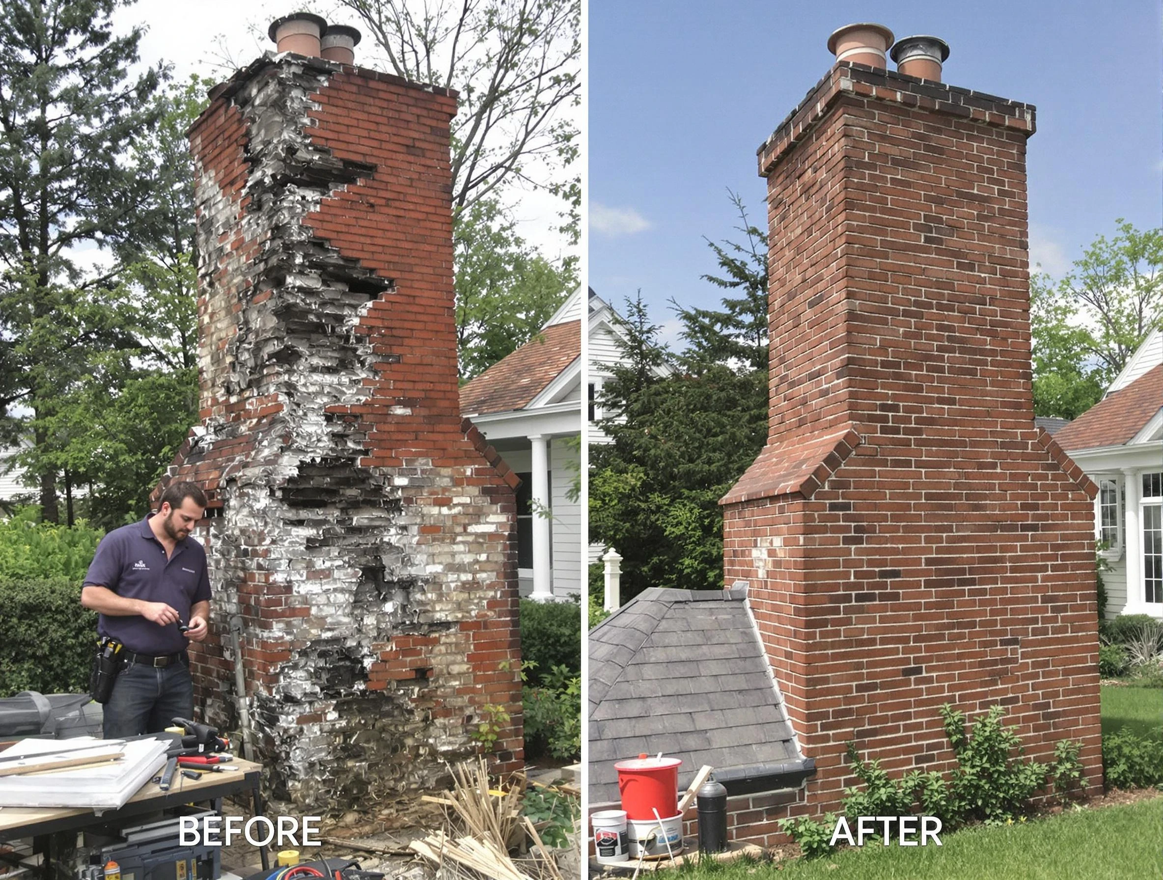 Babylon Chimney Sweep performing a full chimney restoration in Babylon, NY